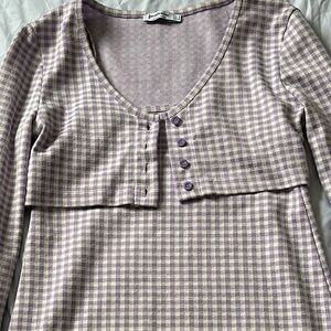 two piece purple and white suit
really pretty and elegant